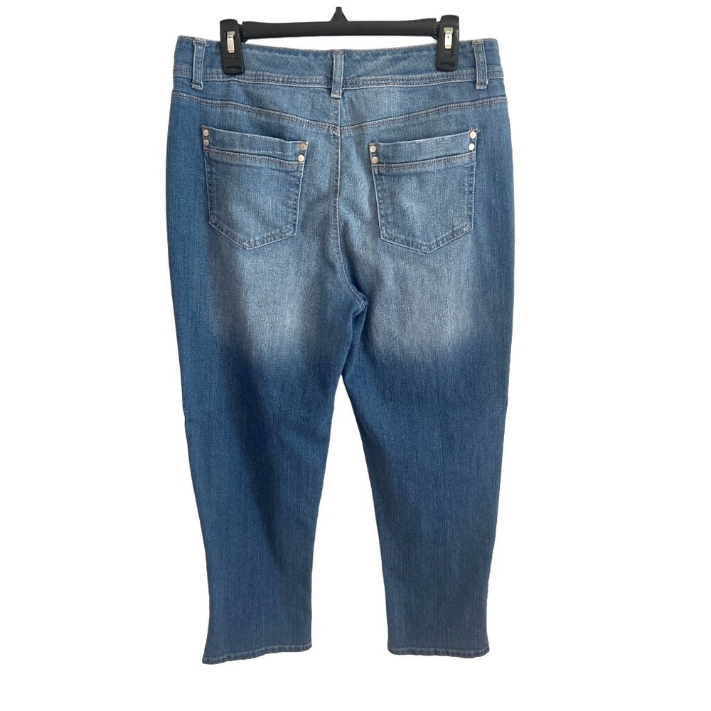 Style & Co Blue Lightly Distressed Denim Capris, Size 14 - Picture 2 of 7